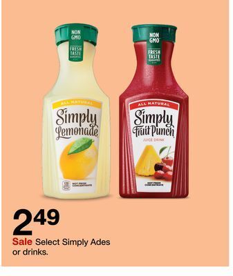 Target Select simply ades or drinks offer