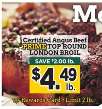 Dearborn Market Certified angus beef prime top round london broil offer