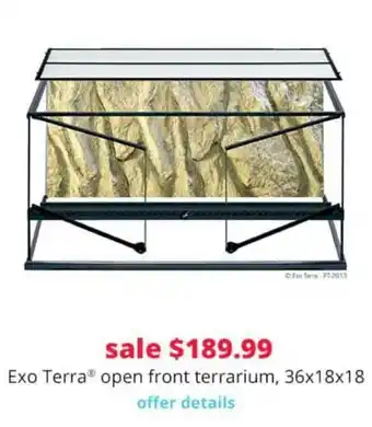 Pet Smart Exo Terra Open Front Terrarium, 36 X 18 X 18 offer