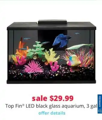 Pet Smart Top Fin Led Black Glass Aquarium, 3 Gal offer