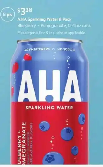 Walmart Aha Sparkling Water 8 Pack Blueberry + Pomegranate offer