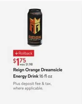 Walmart Reign Orange Dreamsicle Energy Drink offer