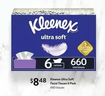 Walmart Kleenex Ultra Soft Facial Tissues 6 Pack offer