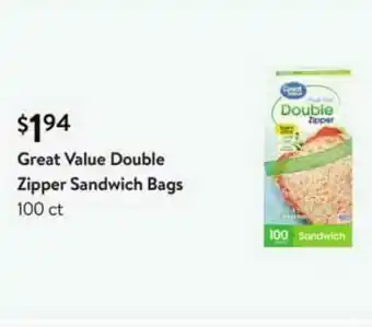 Walmart Great Value Double Zipper Sandwich Bags offer