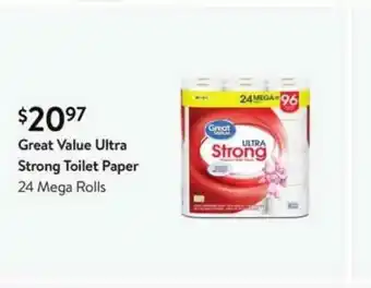 Walmart Great Value Ultra Strong Toilet Paper 24 Mega Rolls offer