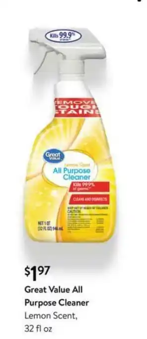 Walmart Great Value All Purpose Cleaner Lemon Scent offer
