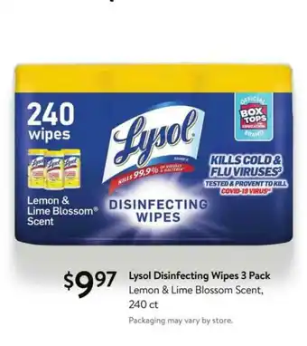 Walmart Lysol Disinfecting Wipes 3 Pack offer