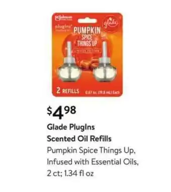 Walmart Glade Plugins Scented Oil Refills Pumpkin Spice Things Up, Infused With Essential Oils offer
