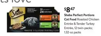 Walmart Sheba Perfect Portions Cat Food Roasted Chicken Entrée & Tender Turkey Entrée offer