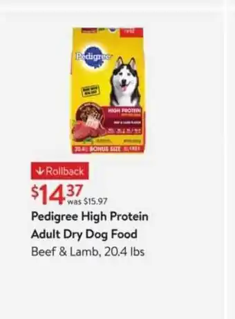 Walmart Pedigree High Protein Adult Dry Dog Food offer