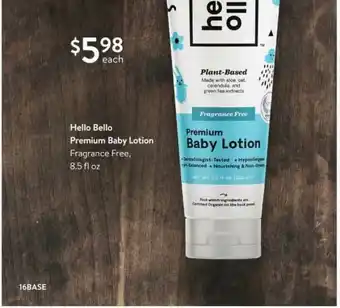 Walmart Hello Bello Premium Baby Lotion Fragrance Free offer