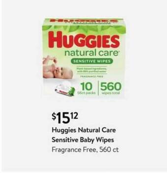 Walmart Huggies Natural Care Sensitive Baby Wipes offer