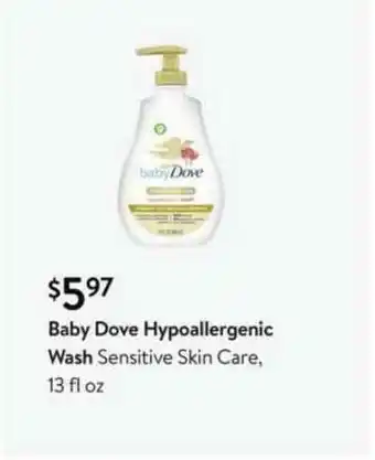 Walmart Baby Dove Hypoallergenic Wash Sensitive Skin Care offer