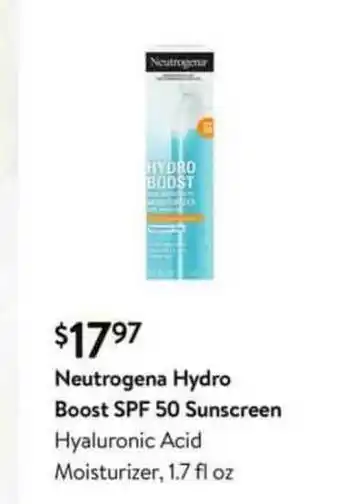 Walmart Neutrogena Hydro Boost Spf 50 Sunscreen offer