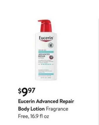 Walmart Eucerin Advanced Repair Body Lotion offer