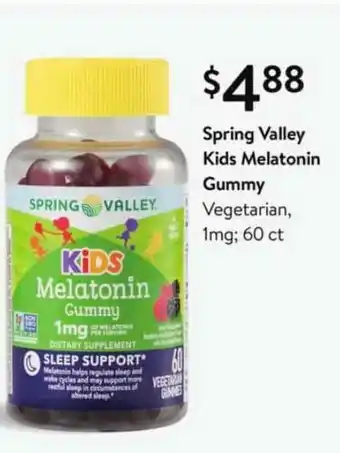 Walmart Spring Valley Kids Melatonin Gummy offer