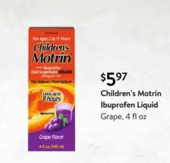 Walmart Children's Motrin Ibuprofen Liquid offer