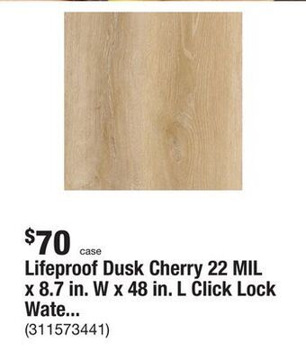 The Home Depot Lifeproof dusk cherry 22 mil x 8.7 in. w x 48 in. l click lock waterproof luxury vinyl plank flooring (20.1 sqft/case) offer