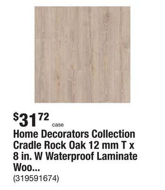 The Home Depot Home decorators collection cradle rock oak 12 mm t x 8 in. w waterproof laminate wood flooring (15.9 sqft/case) offer