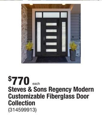 The Home Depot Steves & sons regency modern customizable fiberglass door collection offer