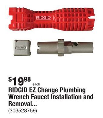 The Home Depot Ridgid ez change plumbing wrench faucet installation and removal tool offer