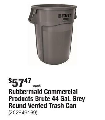 The Home Depot Rubbermaid commercial products brute 44 gal. grey round vented trash can offer