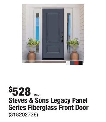 The Home Depot Steves & sons legacy panel series fiberglass front door offer