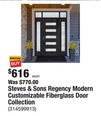 The Home Depot Steves & sons regency modern customizable fiberglass door collection offer