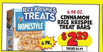 Ollie's Homestyle cinnamon rice krispie treat bars offer