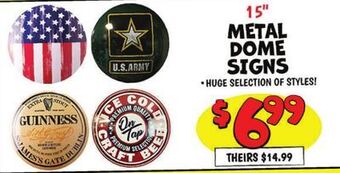 Ollie's 15 metal dome signs offer