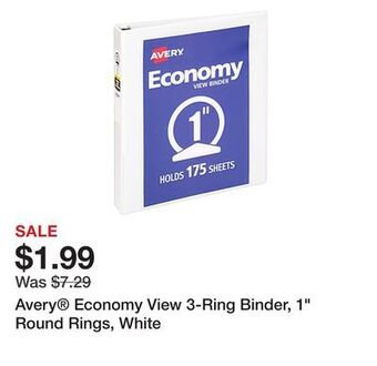 Office Depot Avery economy view 3-ring binder, 1 round rings, white offer