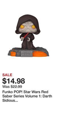 Game Stop Funko pop! star wars red saber series volume 1: darth sidious glow-in-the-dark bobblehead gamestop exclusive offer