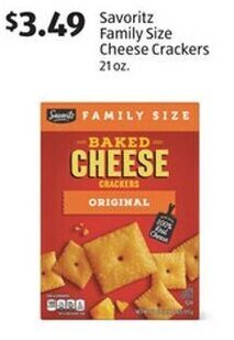 Aldi Savoritz Family Size Cheese Crackers 21 oz. offer