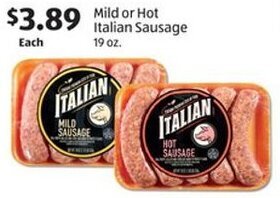 Aldi Mild or Hot Italian Sausage 19 oz offer