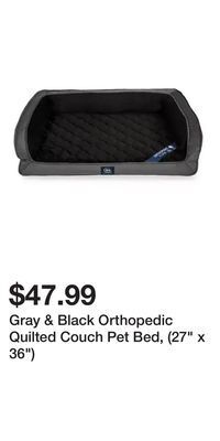 Big Lots Gray & black orthopedic quilted couch pet bed, (27 x 36) offer