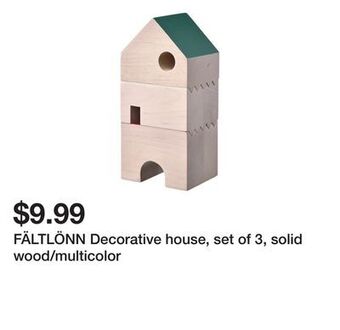 Ikea Fältlönn decorative house, set of 3, solid wood/multicolor offer