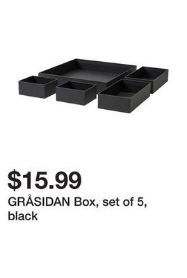 Ikea Gråsidan box, set of 5, black offer