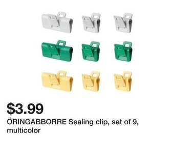 Ikea Öringabborre sealing clip, set of 9, multicolor offer