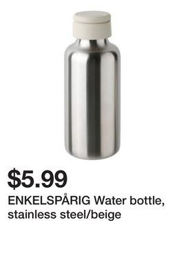 Ikea Enkelspårig water bottle, stainless steel/beige offer
