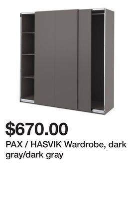 Ikea Pax / hasvik wardrobe, dark gray/dark gray offer