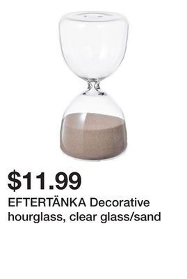 Ikea Eftertänka decorative hourglass, clear glass/sand offer