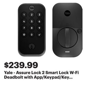 Best Buy Yale - assure lock 2 smart lock w-fi deadbolt with app/keypad/key access - black suede offer