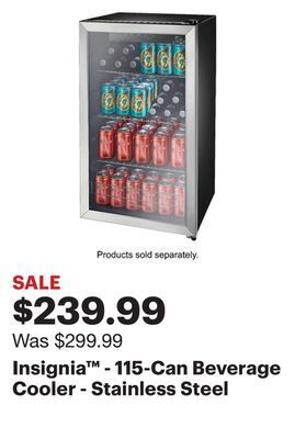 Best Buy Insignia - 115-can beverage cooler - stainless steel offer