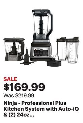 Best Buy Ninja - professional plus kitchen system with auto-iq & (2) 24oz single-serve cups - black/stainless steel offer