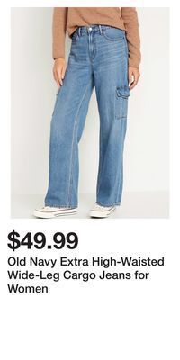 Old Navy Old navy extra high-waisted wide-leg cargo jeans for women offer