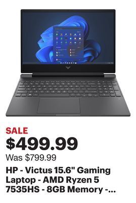 Best Buy Hp - victus 15.6 gaming laptop - amd ryzen 5 7535hs - 8gb memory - nvidia geforce rtx 2050 - 512gb ssd - mica silver offer