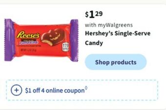 Walgreens Hershey's single-serve candy offer