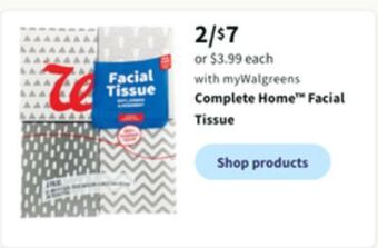 Walgreens Complete home facial tissue offer