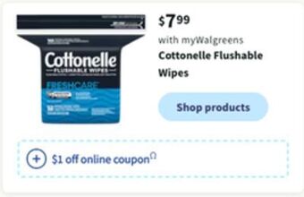 Walgreens Cottonelle flushable wipes offer