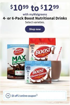 Walgreens 4- or 6-pack boost nutritional drinks offer